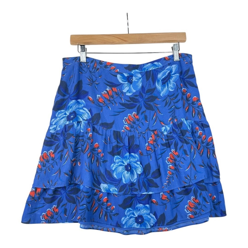 Ann Taylor Loft Floral Print Mini Skirt size 10 Blue